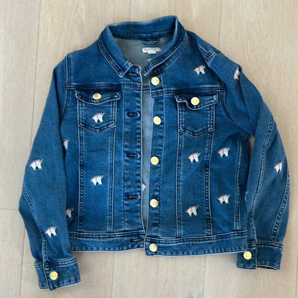 Crewcuts Unicorn embroidered denim jacket